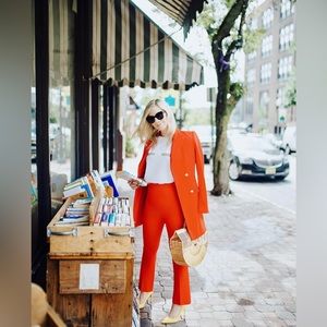 Zara Red Flare Trousers Pants